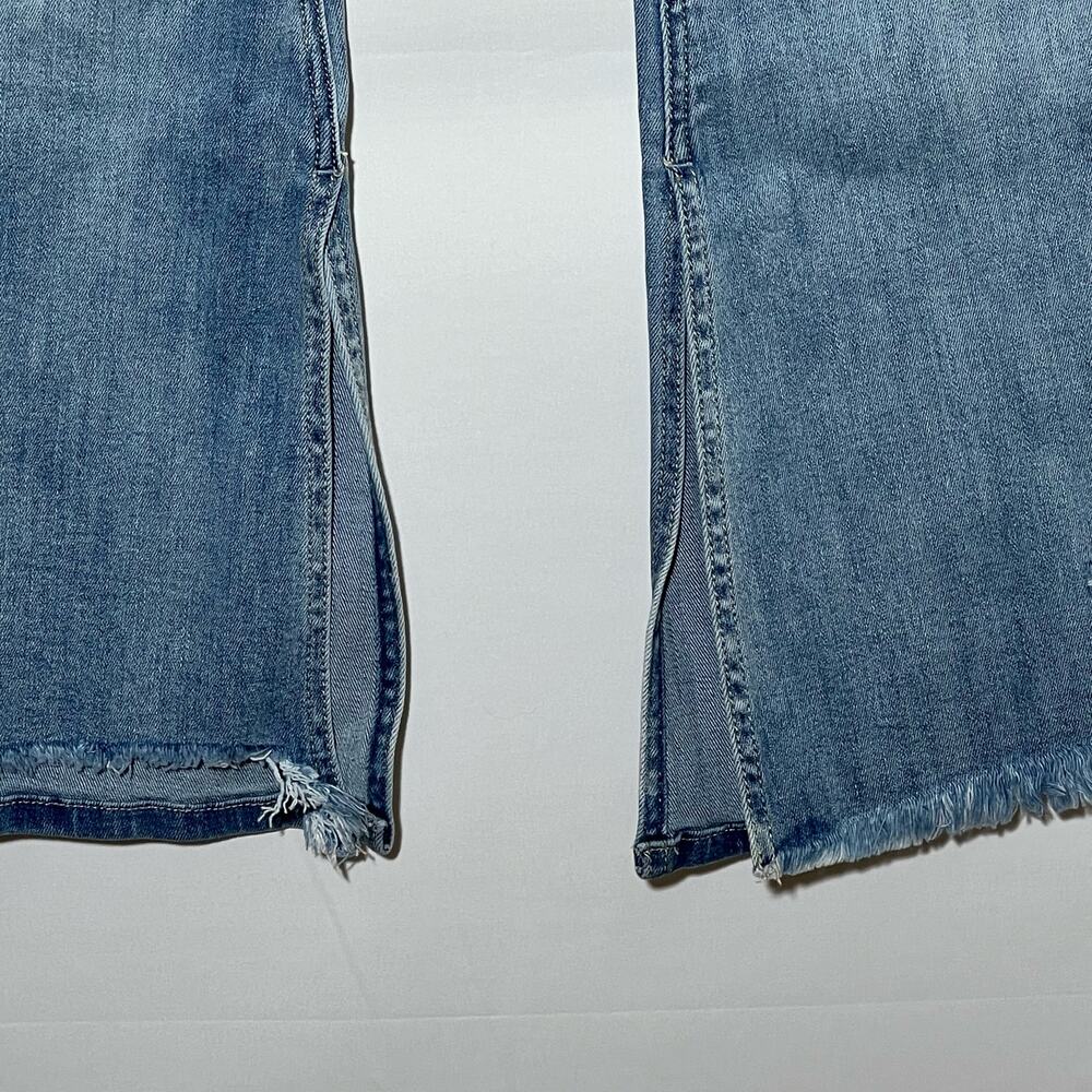 Risen High Rise Distressed Frayed Hem Flare Leg Blue Womens Size 31 - Picture 10 of 14